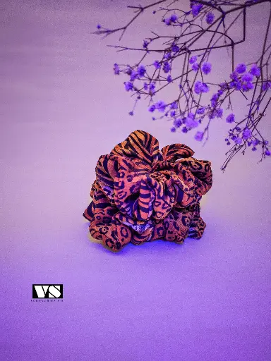 Tiger Printed Satin Scrunchies